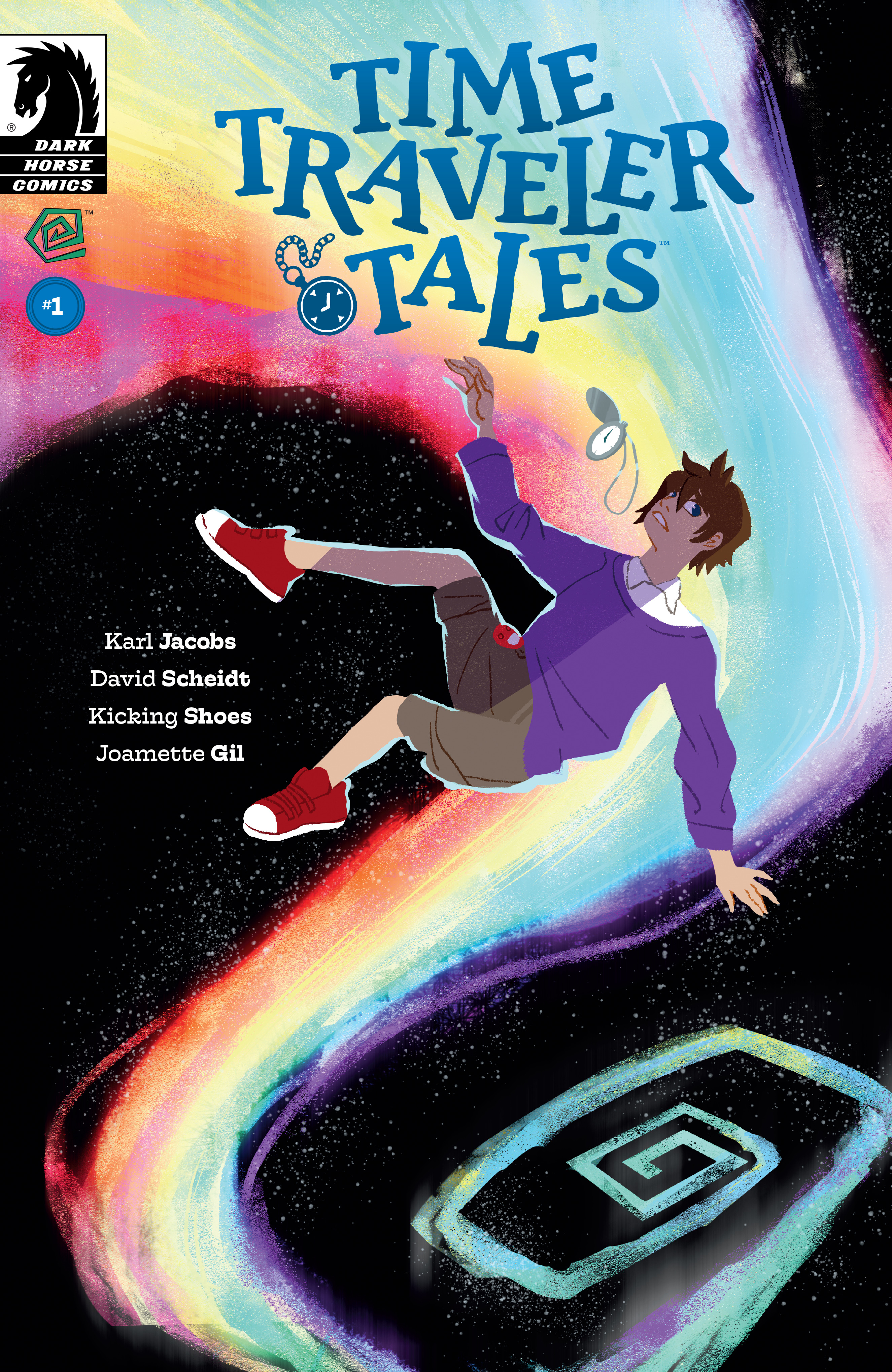 Time Traveler Tales #1 Cover by Wendi Chen with Oliver floating through a colorful void